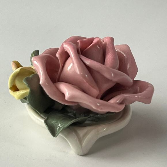 x8 1940s Kronach Bavarian Porcelain Dusty Pink Rose Flower Figurine 1.5" Bisque - Picture 15 of 15